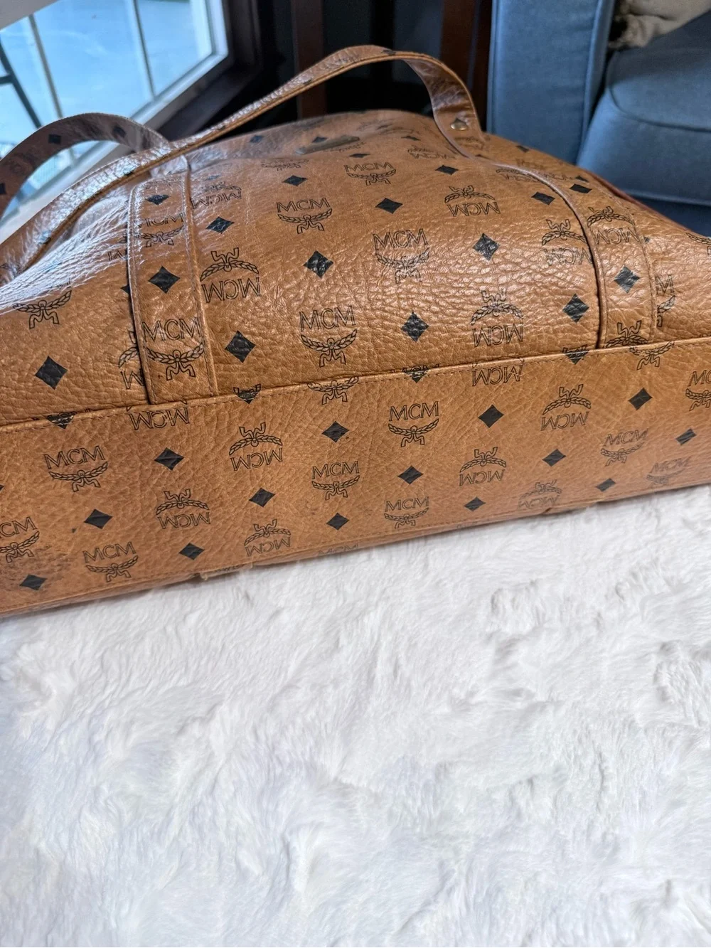 MCM Cognac Visetos Dome Shoulder Bag